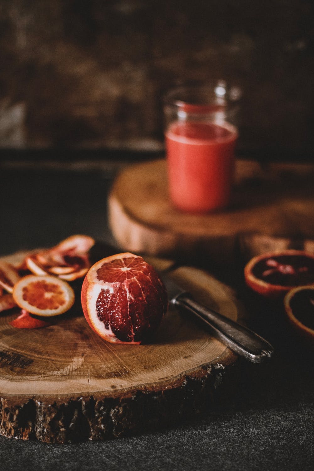 blood orange on chopping board